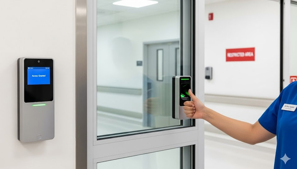 Doctor using Biometric Access Control to enter Operation Theatre